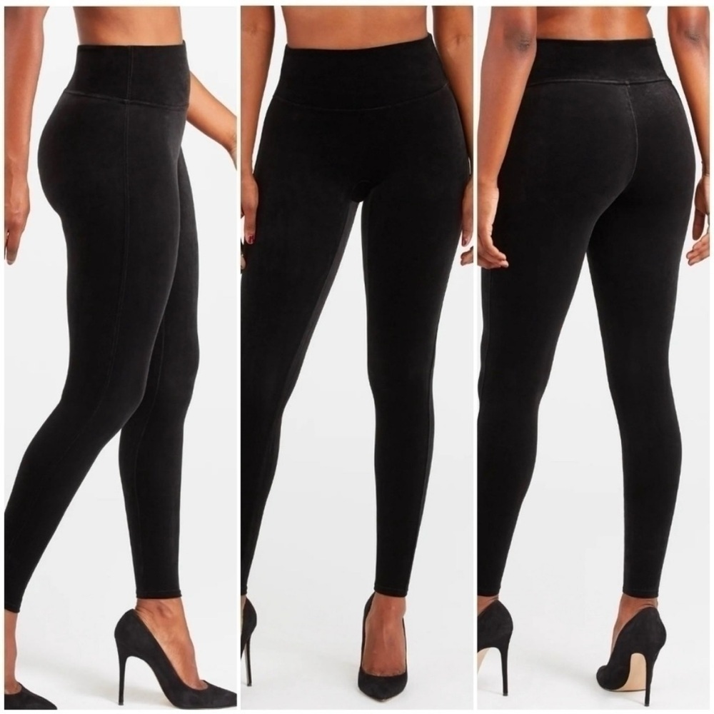Spanx Velvet Leggings Black Sz XS
